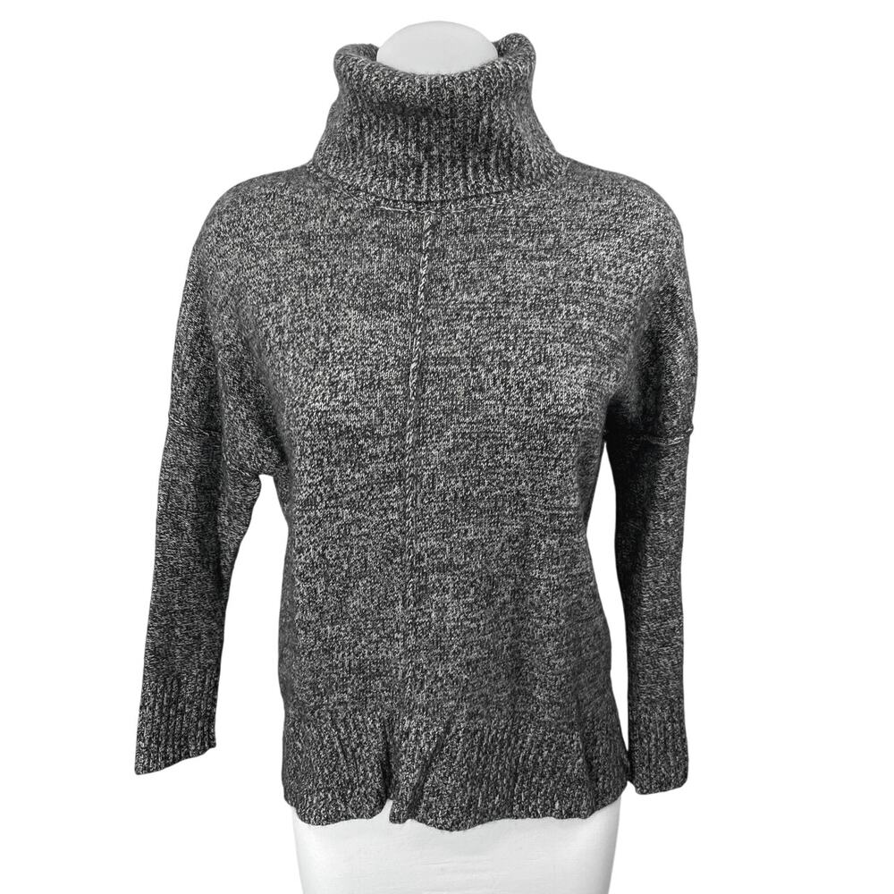 Aqua Gray 100% Cashmere Long Sleeve Turtleneck Foldover Knit Sweater Top Size S